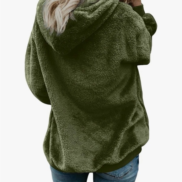 Cozy Olive Green Fleece Hoodie - Picture 2 of 2
